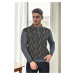 29477 Dewberry Zippered Polo Collar Mens Sweater-GREY