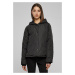 Women's Oversized Diamond Quilted Hooded Jacket Black