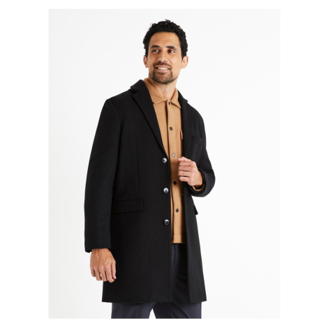 Čierny pánsky vlnený kabát Celio Cubello