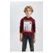 DEFACTO Boy's Hooded Printed Thick Sweatshirt