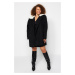 Trendyol Curve Black Regular Fit Fur Collar Detailed Wool Blend Coat