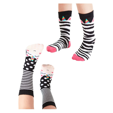 Denokids Zebra Patterned Girl's Socks Set of 2