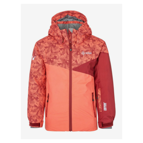 Červeno-oranžová dievčenská vzorovaná lyžiarska bunda Kilpi SAARA-JG