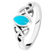 Strieborný 925 prsteň, zrnko v tyrkysovej farbe, keltský symbol Triquetra - Veľkosť: 57 mm