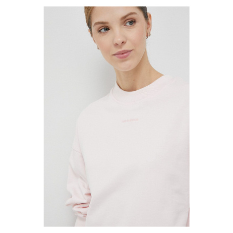 Bavlnená mikina New Balance WT23555WAN-WAN, dámska, ružová farba, jednofarebná