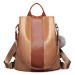 Konofactory Hnedý kožený ruksak s príveskom 2v1 „Famous“ 11L