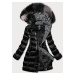 Čierna páperová dámska zimná bunda (XW822X)