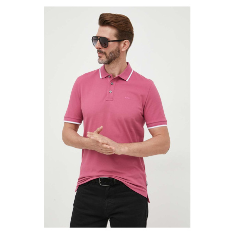 Bavlnené polo tričko BOSS ružová farba,jednofarebné,50494697 Hugo Boss