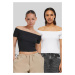 Women's Organic Off Shoulder Rib T-Shirt - 2 Pack Black+White