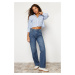 Trendyol Blue Detail High Waist Wide Leg Jeans