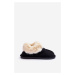 Women's slippers with fur, black Rope