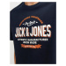 Jack & Jones Junior Tričko  námornícka modrá / oranžová / šedobiela