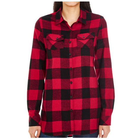 Burnside Dámska flanelová košeľa BU5210 Red - Black -Checked