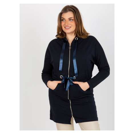 Long hoodie with dark blue zipper