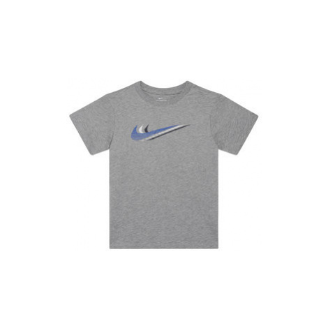 Nike Tričko Sportswear Triple Swoosh Kids' Tee CU4572 Sivá Standard Fit