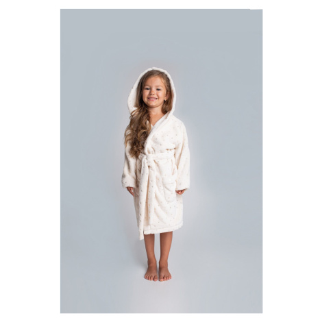 Stylish girls' long-sleeved bathrobe - ecru/print Italian Fashion