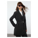 Trendyol Anthracite Fitted Belted Wool Midi Coat