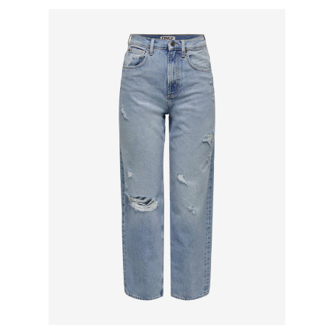 Light blue womens straight fit jeans with torn effect ONLY D - Women