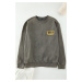 Trendyol Brown Oversized Wash Effect Back Printed Cotton Sweatshirt