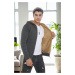 14455 Dewberry Furry Hooded Mens Sports Slim Fit Cardigan-GREY