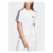 Adidas Tričko Essentials 3-Stripes Single Jersey Crop Top HR4915 Biela Loose Fit