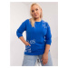 Cobalt blue women's plus size blouse with inscriptions