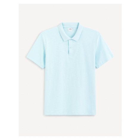 Tyrkysové pánske basic polo tričko Celio Feflame