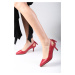 Mio Gusto Drop Red Color Women's Short Heeled Shoes