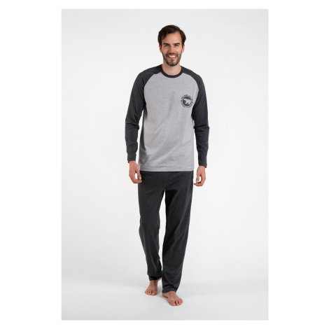 Men's pyjamas Morten, long sleeves, long trousers - melange/dark melange Italian Fashion