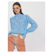 Blue openwork classic sweater with long sleeves RUE PARIS