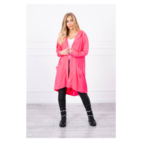 Oversize pink neon cape with hood