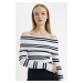 DEFACTO Slim Fit Slim Fit Striped Open Shoulder Knitwear Sweater