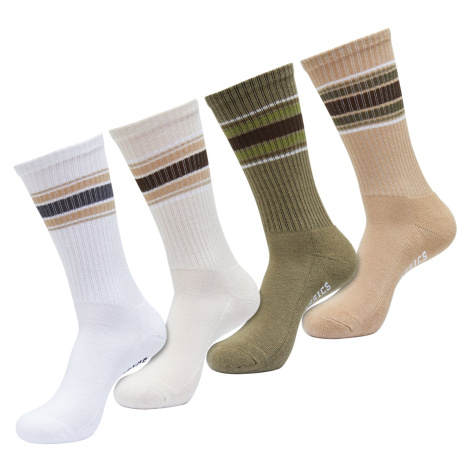 Layered Striped Socks 4-Pack White/White Sand/Tiniola/Beige Urban Classics