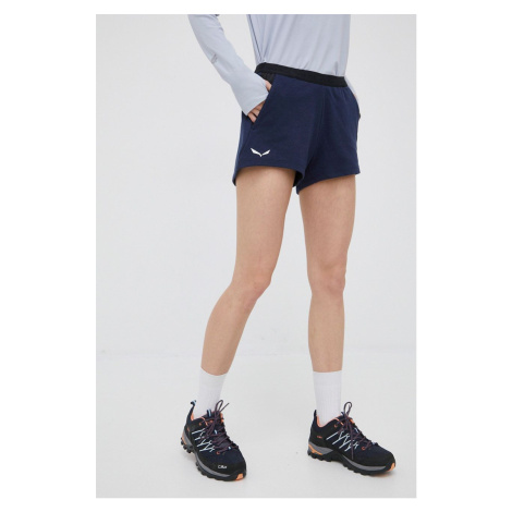 Športové krátke nohavice Salewa Lavaredo dámske, tmavomodrá farba, jednofarebné, vysoký pás