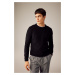 DEFACTO Black Standard Fit Regular Cut Crew Neck Knitwear Sweater