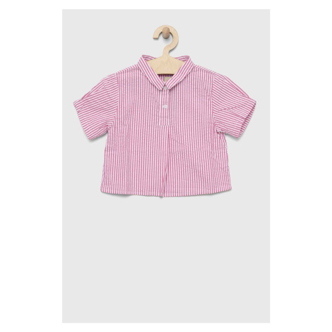 Detská bavlnená košeľa United Colors of Benetton ružová farba