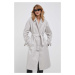 Kabát Calvin Klein dámsky, šedá farba, prechodný