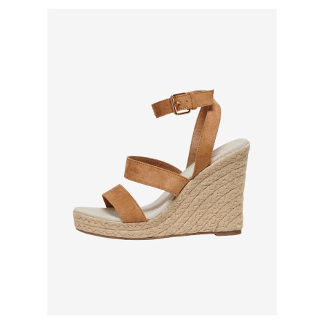 Brown wedge sandals in suede finish ONLY Amelia - Women