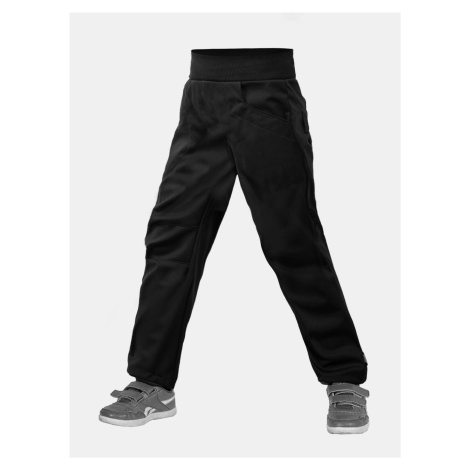 Čierne chlapčenské softshellové nohavice bez zateplenia Unuo Cool