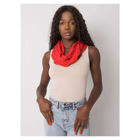 Lady's red and grey scarf in polka dots