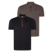 DUAL SET T8571 DEWBERRY ZIPPER MEN'S T-SHIRT-BLACK-KHAKI