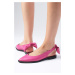 Mio Gusto Bonny Women's Casual Flat Shoes From Genuine Leather Fuchsia.