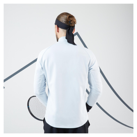 Pánska tenisová mikina Thermic s dlhým rukávom 1/2 zips svetlosivá ARTENGO