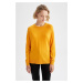 DEFACTO Relax Fit Crew Neck Cashmere Textured Extra Soft Sweater