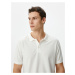 Koton Collar T-Shirt Slim Fit Button Detailed Short Sleeve