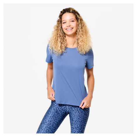 Dámske fitness tričko s krátkym rukávom modré DOMYOS