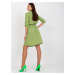 Green patterned casual dress with 3/4 sleeves