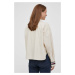 Bavlnená košeľa Tommy Hilfiger dámska, béžová farba, voľný strih, s klasickým golierom