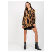 Dark beige and black velour dress with leopard pattern from RUE PARIS