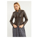 Bunda Monnari Biker Jacket With Stand-Up Collar Brown